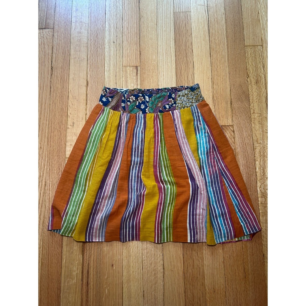 Edme & Esyllte Anthropologie Striped Patchwork Mini Skirt Size 0 Multi Boho
